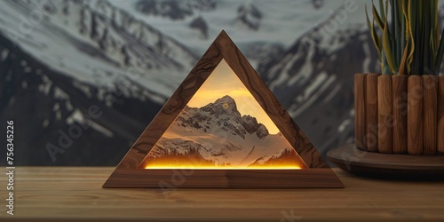 Winter s Triangle A Snowy Mountain Triangle Lamp Generative AI