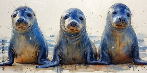 Elephant Seal watercolor photo