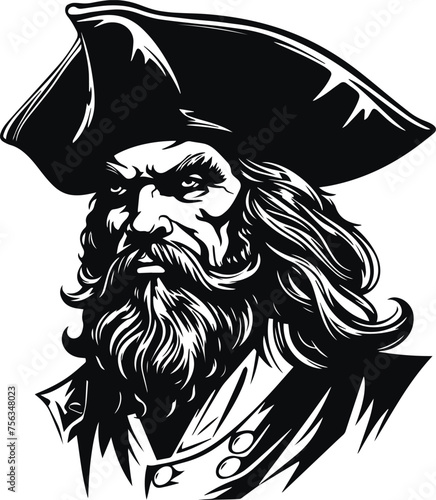 Pirate in head, Pirate Vector illustration on white background