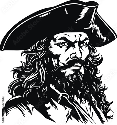 Pirate in head, Pirate Vector illustration on white background