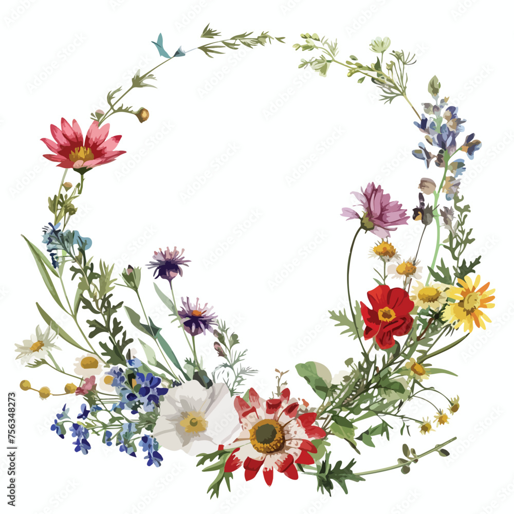Wildflower Crown Clipart isolated on white background