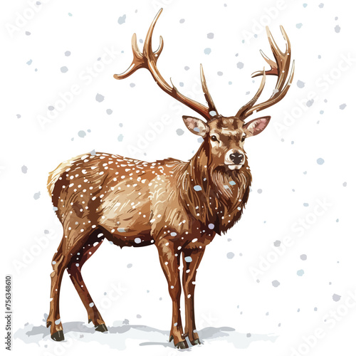 Winter Stag Clipart isolated on white background