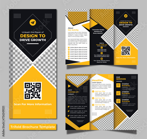 Corporate business trifold brochure template. Modern, Creative, and Professional tri-fold brochure vector design.