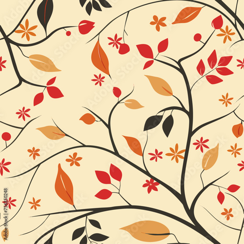 Nature seamless pattern 1, seamless pattern, vector, tiling