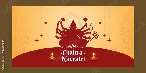 Vector illustration of Happy Chaitra Navratri social media feed template