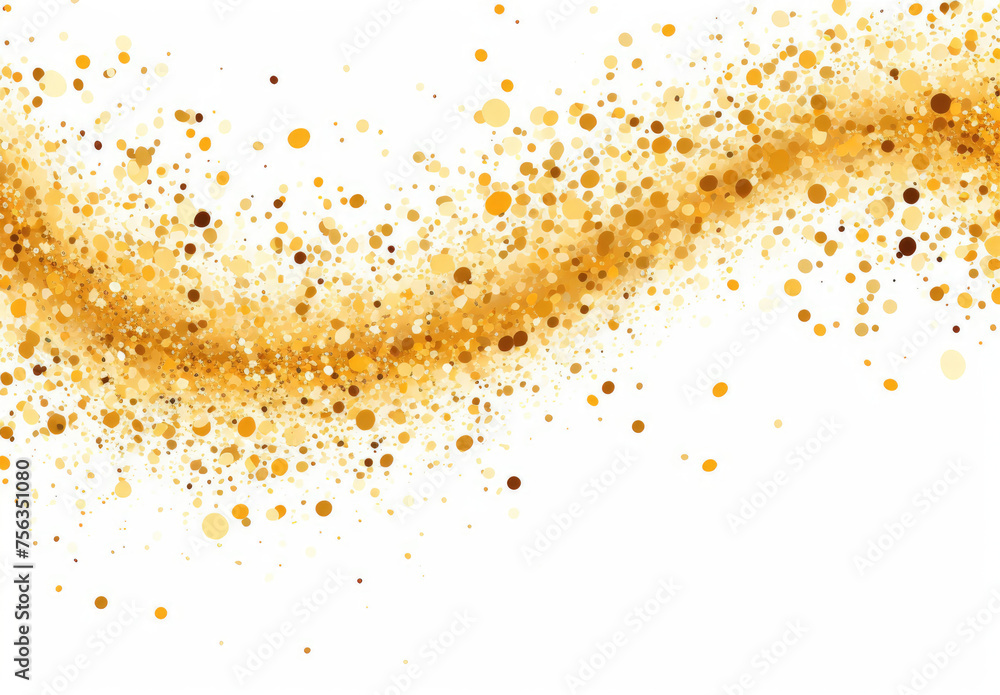 Shimmering Gold Glitter Wave on White Background