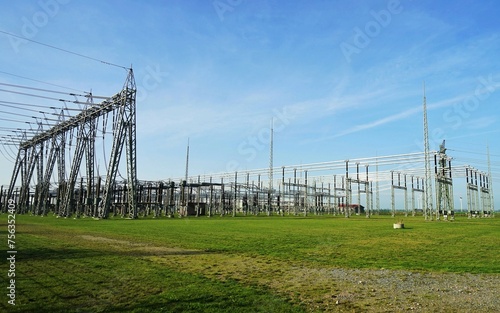  Electric power station under blue sky in summer