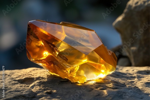 A symbol of hope and health, an ancient yellow jade gem topaz. generative ai