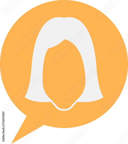 Speech bubble, toilet sign with female outline character, transparent background
