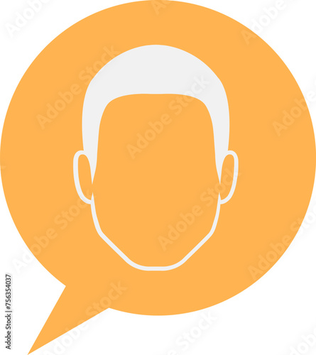 Speech bubble, toilet sign with male outline character, transparent background