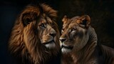Cute portrait of a male lion and female lioness