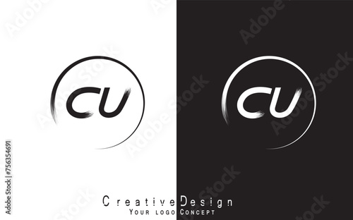CU letter logo design template vector