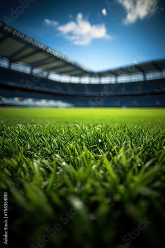 football stadium with lights - soccer field background - grass close up in sports arena - background - generative ai	

