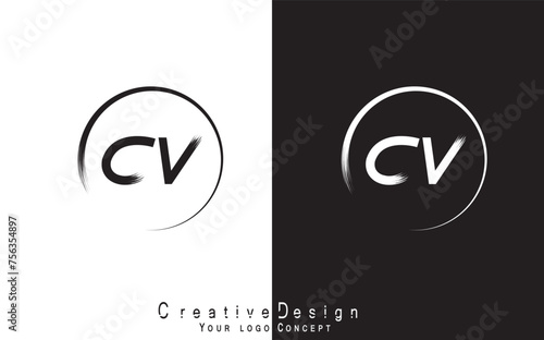 CV letter logo design template vector