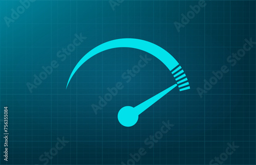 Speedometer symbol. Vector illustration on a blue background. Eps 10