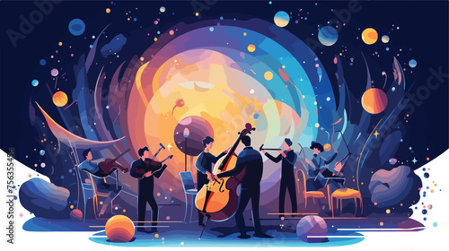 A cosmic music orchestra with instruments