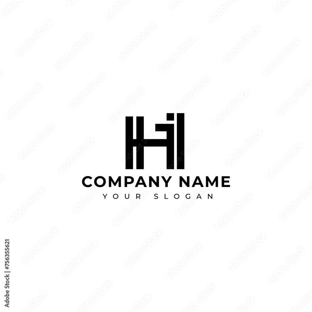 Modern Letter hi logo vector design template