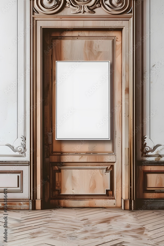 Minimalist blank poster near the door. Minimalist blank poster near the door.