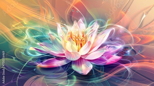 Lotus Flower with Chakra Petals in Swirling Energy Light