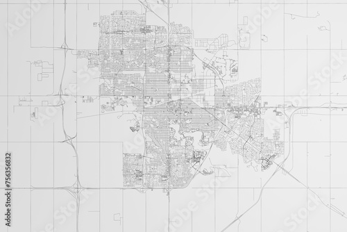 Map of the streets of Regina (Canada) on white background. 3d render, illustration