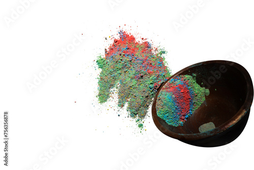 Closeup view of colorful Holi powder