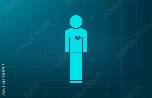 Man with a heart, mercy symbol. Vector illustration on a blue background. Eps 10