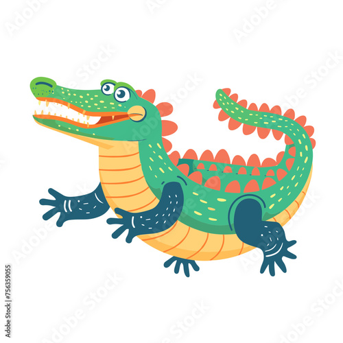 Vibrant Cartoon Crocodile on White Background  Svg Vector Clipart