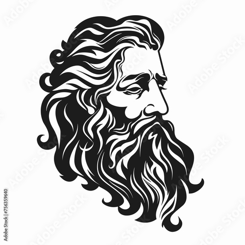 Ancient Greek Man Vector Logo - Minimalist Line Art Portrait for Business or Studio © Lovely