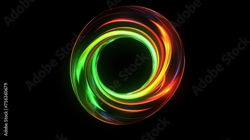 Hypnotic Vortex of Light - Rainbow Swirls on a Black Background