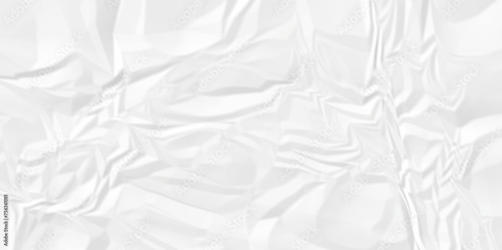 Fototapeta premium White wrinkly backdrop paper background. panorama grunge wrinkly paper texture background, crumpled pattern texture. White paper crumpled texture. white fabric crushed textured crumpled.