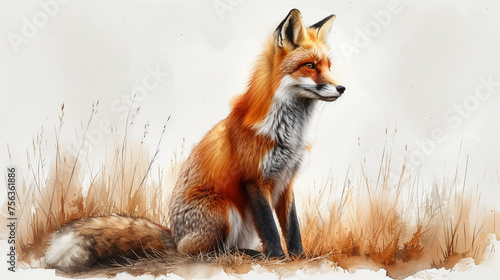 Fox animal watercolor