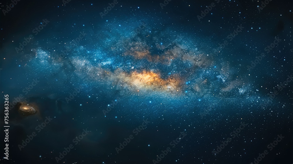 The expanse of the universe, scene sky filled with stars and galaxies, milky way, dark. Generative AI.