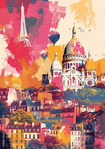 Retro travel poster depicts...