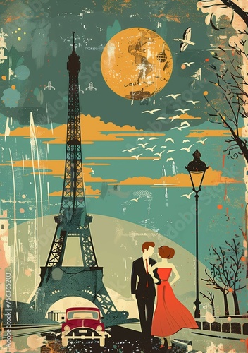 Retro travel poster depicts...