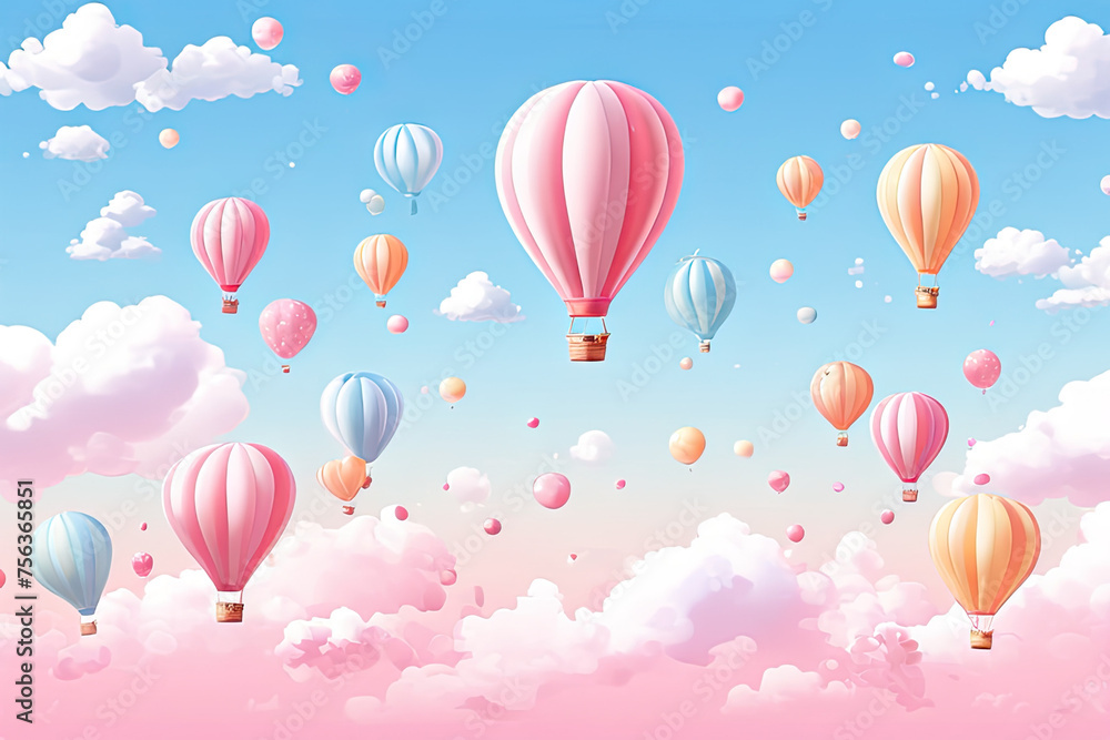flying balloons in the sky