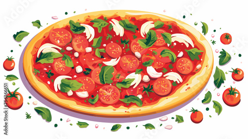 Vegetales Hot pizza illustrator background design flat
