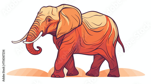 warm gradient line drawing of a cartoon unsure elephant