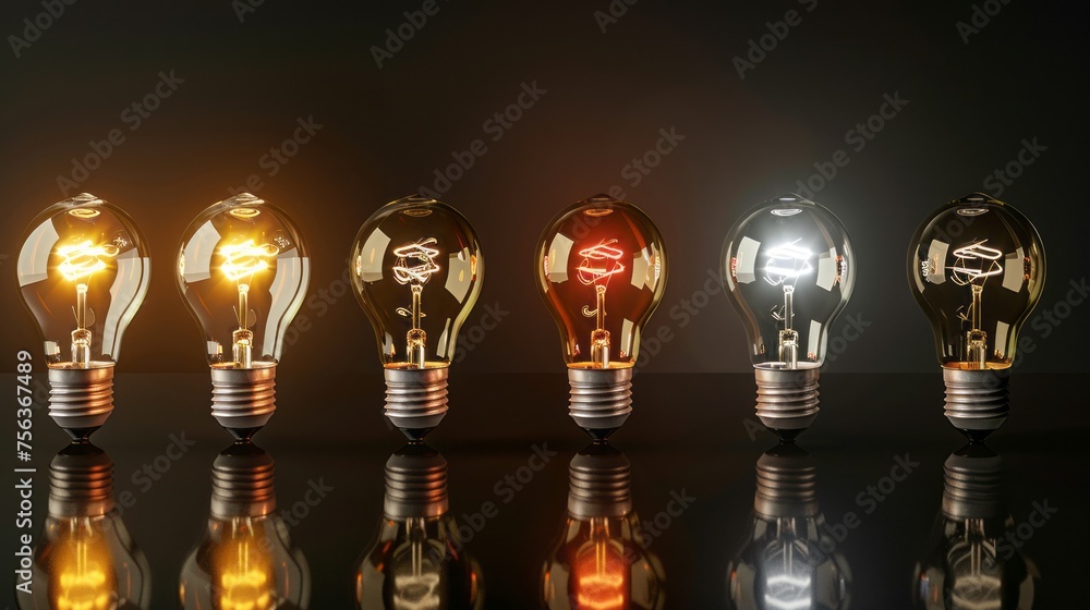 Evolution of Lighting: Transition from Incandescent to LED Bulbs Symbolizing Progress and Change Evolution of Lighting: Transition from Incandescent to LED Bulbs Symbolizing Progress and Change