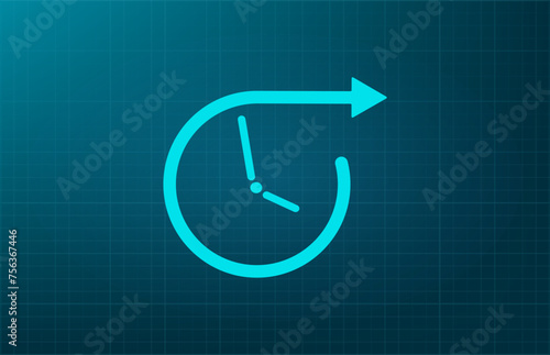 Arrow in a circle, return symbol. Vector illustration on a blue background. Eps 10