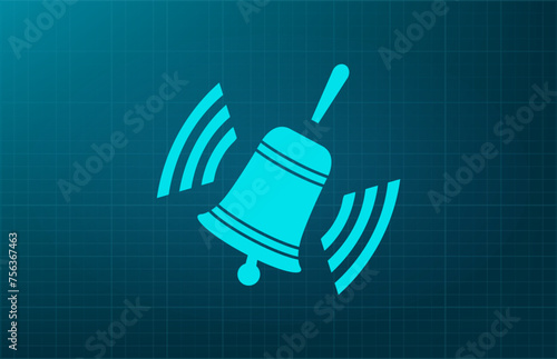 Bell symbol. Vector illustration on a blue background. Eps 10