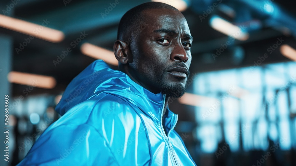 Determined Black athlete exudes competence in sportswear. Ideal for fitness, sports, and motivational visuals. Determined Black athlete exudes competence in sportswear. Ideal for fitness, sports, and motivational visuals.