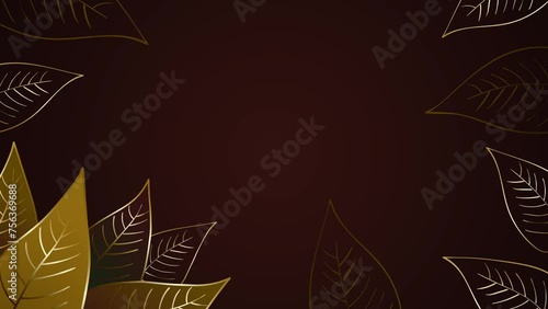 Luxurious abstract leaves with golden lines, modern luxurious motion graphic background photo