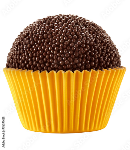 doce brasileiro brigadeiro de chocolate ao leite isolado em fundo transparente photo