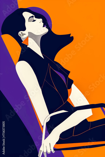 drew illustration of woman on chair in bright colors vector ilustracije