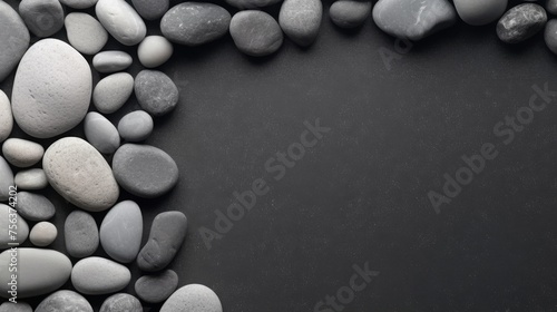 Gravel stone decorations. Negative space. Free space for text. Generative AI © wellyans