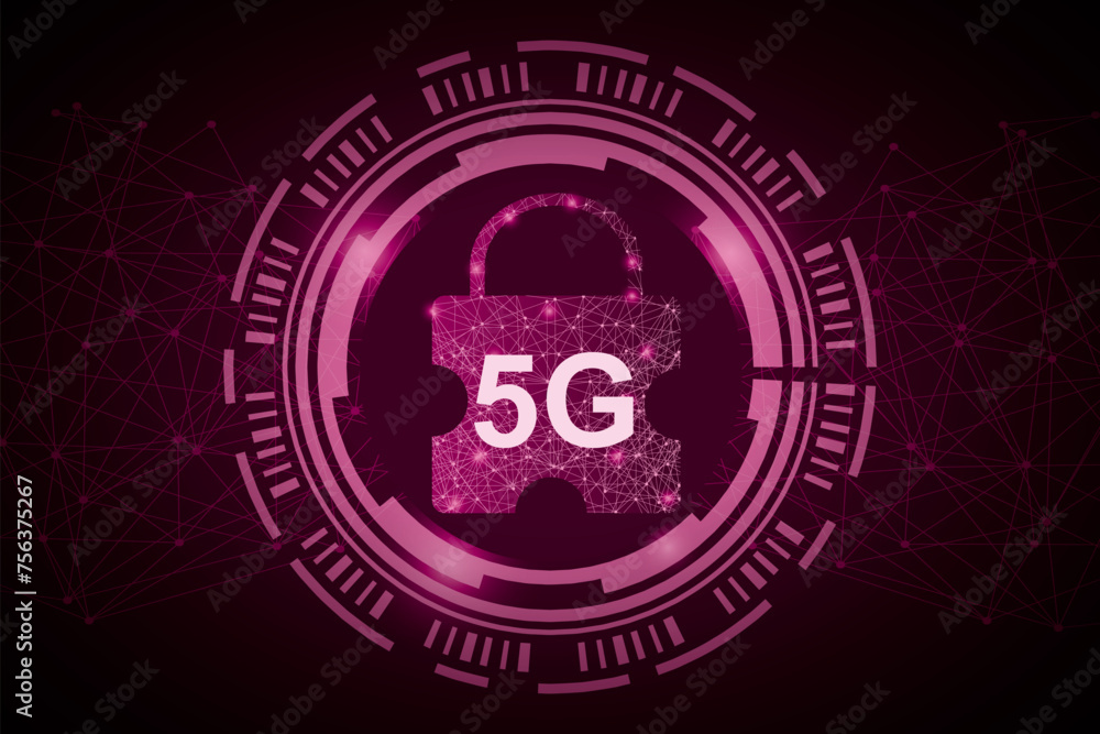 The global wireless standard concept. Hi-tech communication illustration on a blue background. 5G high-speed information transmission technology