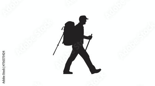 Tourist pictogram. Icon man with a backpack isolated