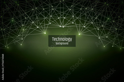 Abstract digital background of points and lines. Glowing black plexus. Big data. Network or connection. Abstract technology science background