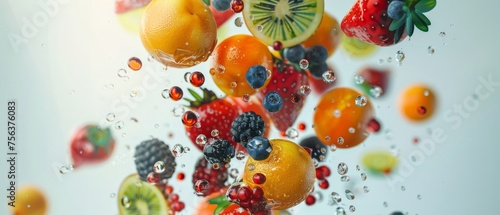 fruits splash on white background