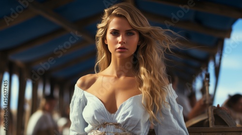 Girl in a white dress close-up